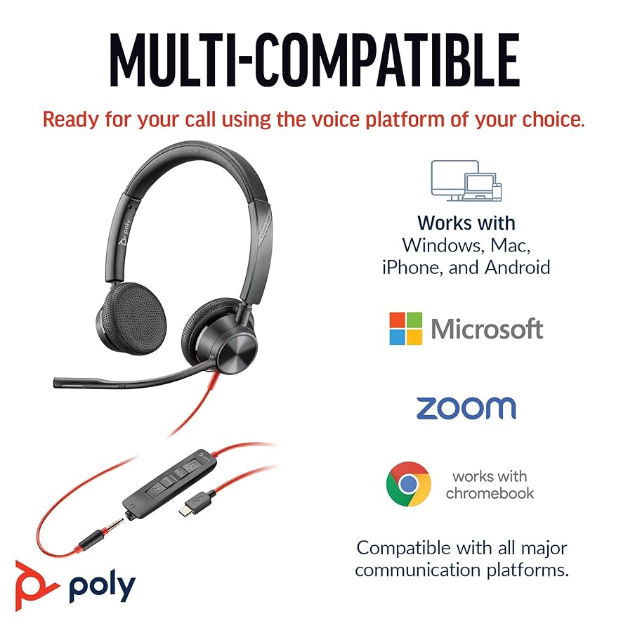 Amazon.com: Poly Blackwire 3325 Wired Headset (Plantronics